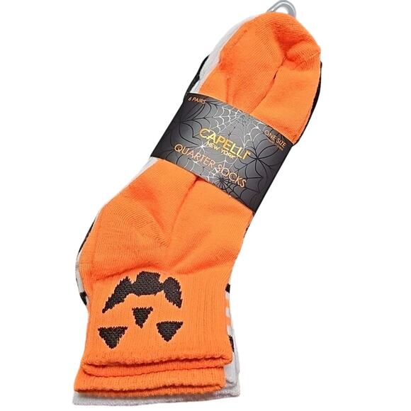 Capelli Quarter Socks Halloween Six Pairs Ghost Pumpkin Bat Jack O Lantern - Picture 1 of 9